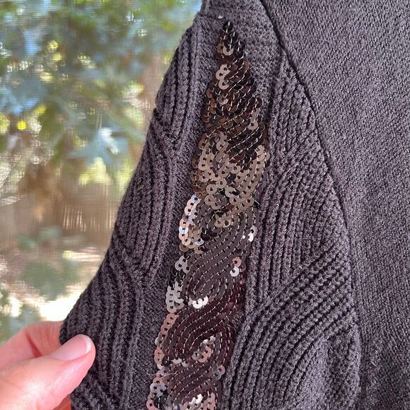 Chico's Women's Black Sequined Textured Pullover Sweater Size 4 (XXL). NEW - Picture 4 of 9